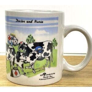 VTG 2001 Collectible Cowreer Doctor Nurse Farmer Cow Mug Quirky Sherwood Brands